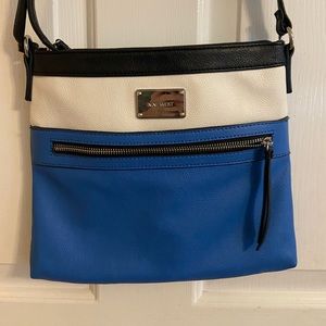 Nine West Colorblock Blue, White and Black Shoulder Purse